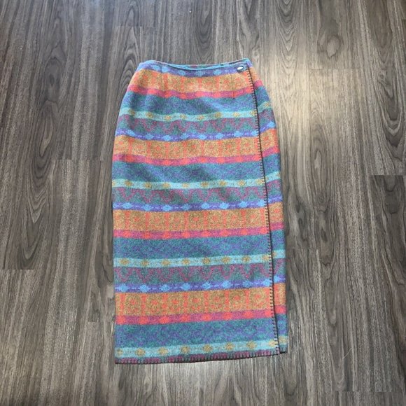 Vintage Preston & York Southwestern Aztec Navajo Blanket Wrap Blanket Skirt Sz 8 - Picture 2 of 9